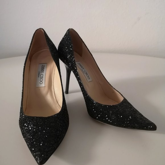 JIMMY CHOO Anouk glitter-finished leather pumps - Picture 4 of 8